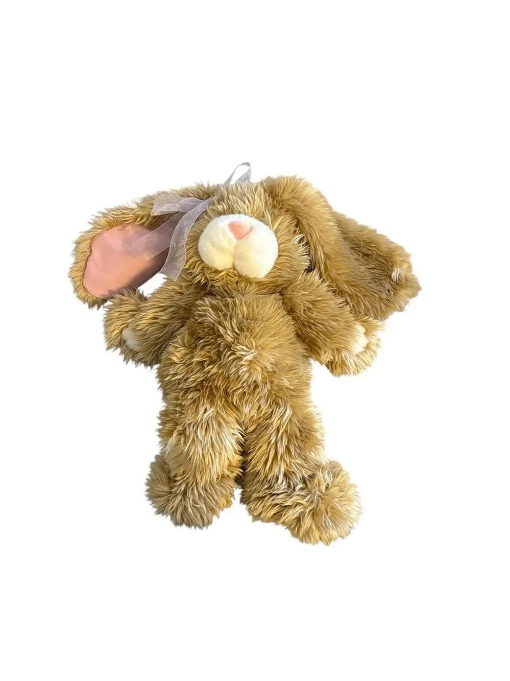 Vintage T. L. Toys Plush Bunny Rabbit Floppy Lavender Bow Accent Brown 15”